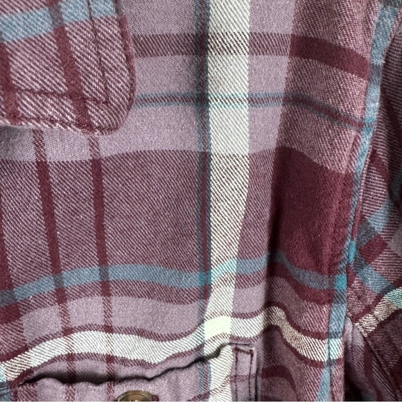 Duluth Trading Co Maroon Plaid Flannel Button Down Shirt Size Large - Picture 4 of 5